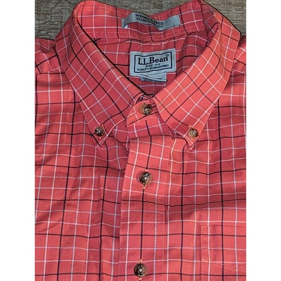 L.L. Bean Other - LL Bean Men's Large-Reg Orange Checkered Short Sleeve Button Up Shirt